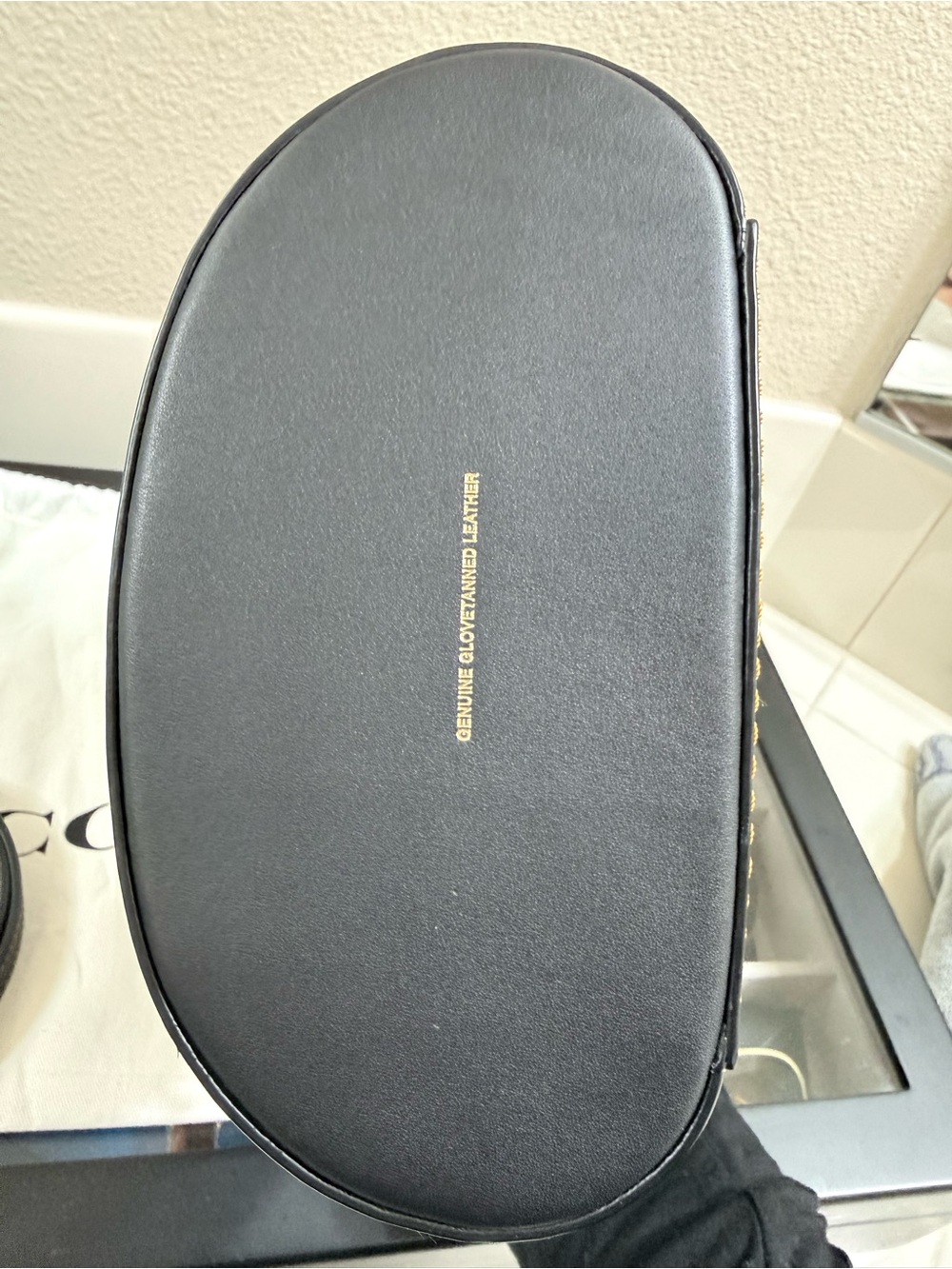Coach Black Leather Oval Vanity Crossbody with Gold Hardware - Picture 7 of 10